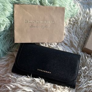Grainy Leather Black Burberry Wallet Card Holder